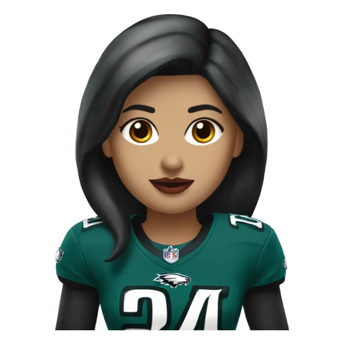  White female dark hair red lips wearing Philadelphia Eagles jersey sticker