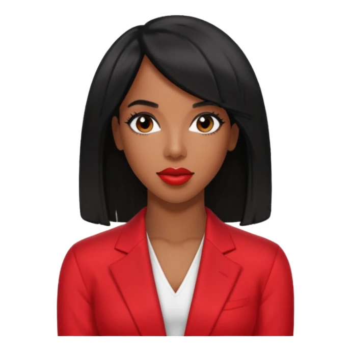 Kelly Rowland with black hair, red outfit sticker