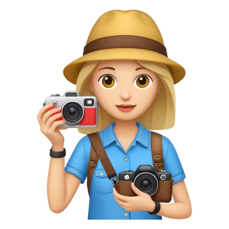 tourist woman holding camera sticker
