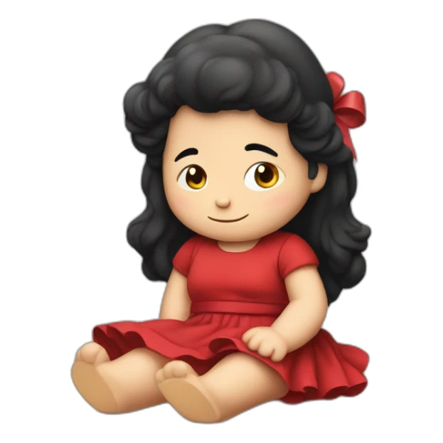 Mafalda girl red dress anda ribbon sitting sticker