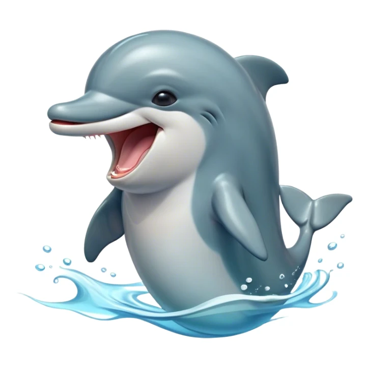 Cinematic Cute Yawning Bottlenose Dolphin Portrait Emoji, Head tilted slightly with a dramatic, wide-open yawn, showcasing a sleek, shiny glossy body with softly curved fins and drowsy, half-closed eyes, Simplified yet irresistibly adorable features, highly detailed, glowing with a soft, cozy aquatic glow, high shine, relaxed yet expressive, stylized with a hint of whimsical marine ease, soft glowing outline, capturing the essence of a drowsy yet affectionate dolphin that appears ready to stretch out and yawn its way out of the screen! sticker