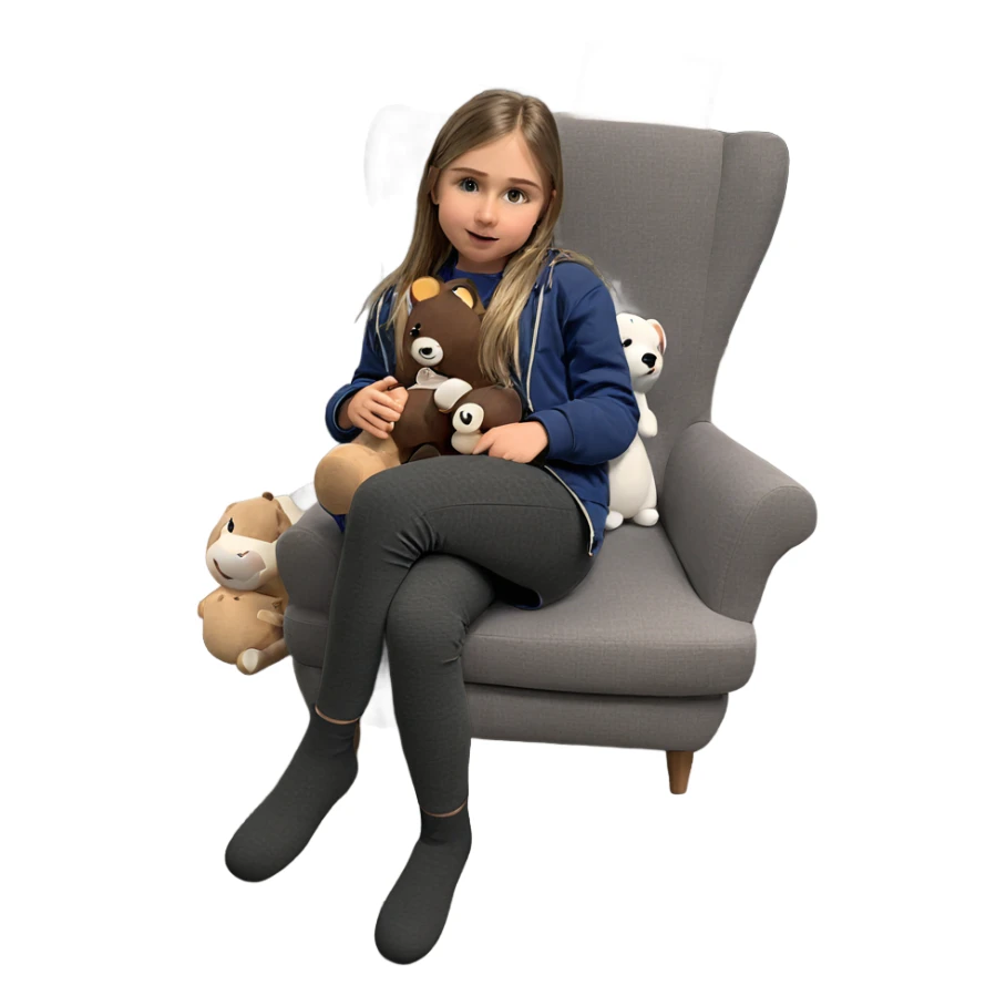 girl sitting with stuffed toy sticker