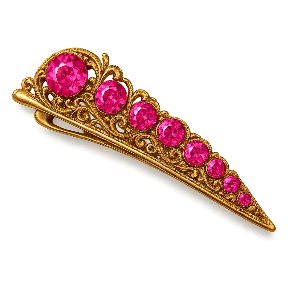 pink jeweled hairpin, luxurious and bold sticker