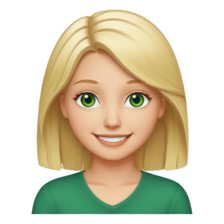 White girl with blonde shoulder length hair and green eyes sticker