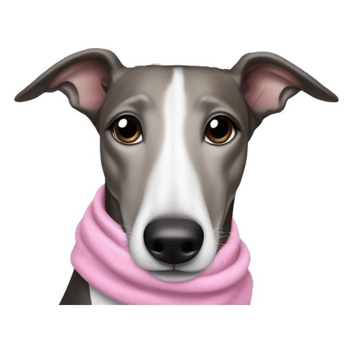 Black and white greyhound wearing a tiara and a pink scarf  sticker
