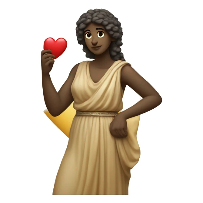 Greek Sappho holds a heart in her hand sticker