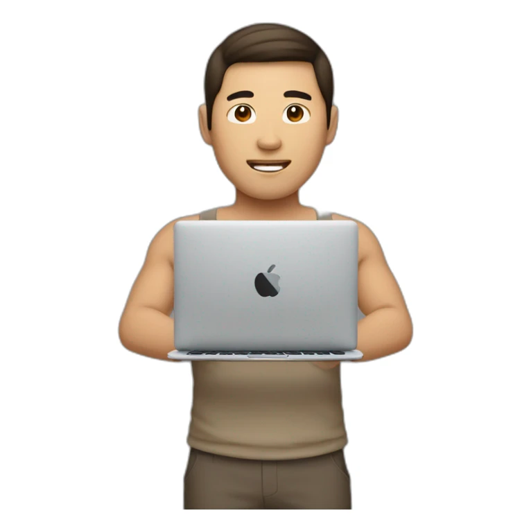 asian-man-bulk-body-with-brown-hair-working-with-macbook sticker