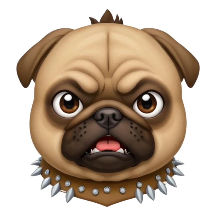 angry pug dog with spiked collar emoji style iPhone sticker