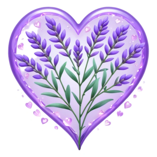 create a holographic lavender plant that wraps around a lavender colored heart sticker