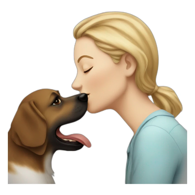 white woman kissing a dog sticker