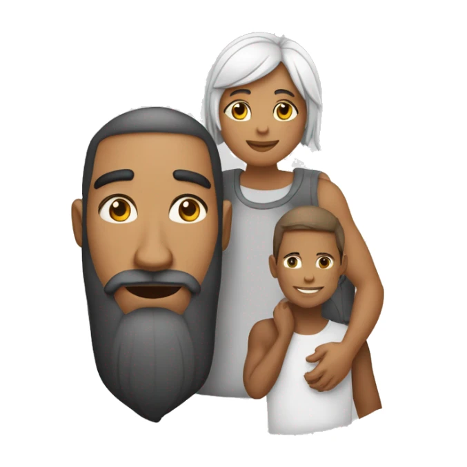 Pai branco com um filho e uma filho negro de cabelos longos sticker