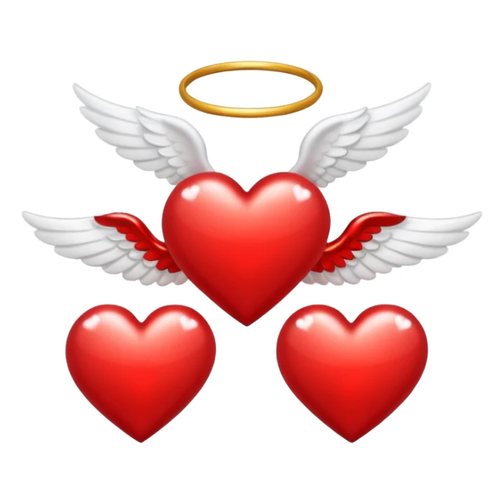 3 Hearts Flying with Angel Wings sticker