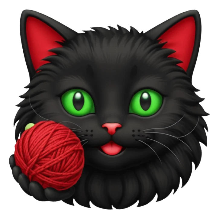 happy black cat playing with small ball of wool sticker