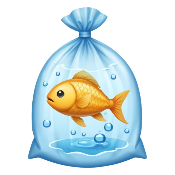  one ios  fish inside a plastic bag with water sticker