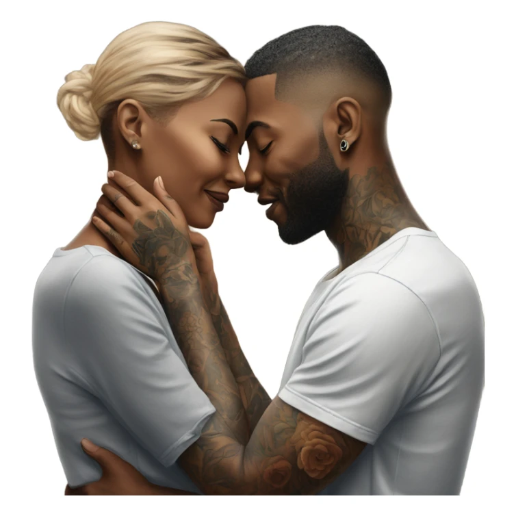 intimate moment between lovers, photo Realistic Couple with tattoos  sticker