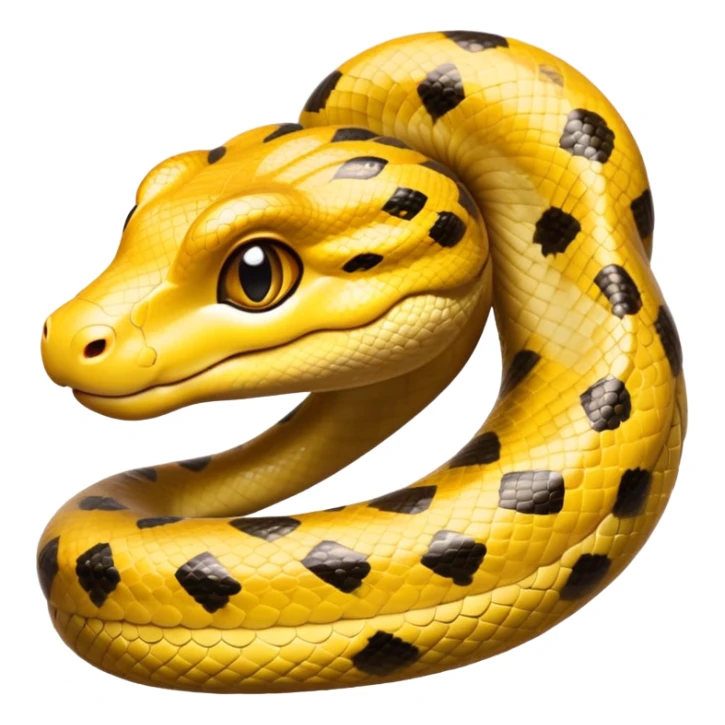 cinematic-cute-anaconda-portrait-emoji,-head-tilted-playfully-and-inquisitively,-with-a-sleek,-shimmering-body-adorned-with-detailed-scale-sriped patterns-and-round,-sparkling-eyes-full-of-wonder,-simplified-yet-irresistibly-adorable-features sticker