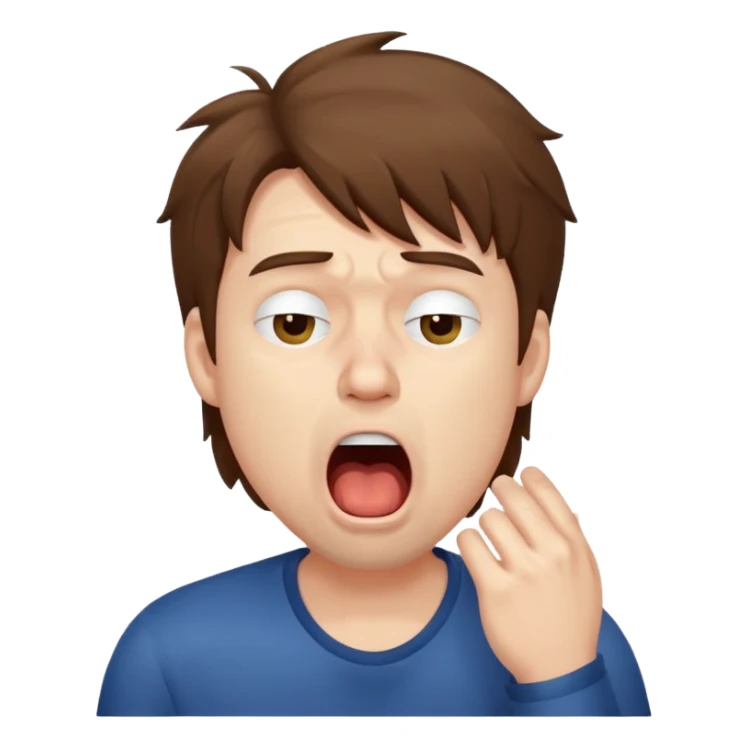 Weak man with disheveled hair yawning sticker