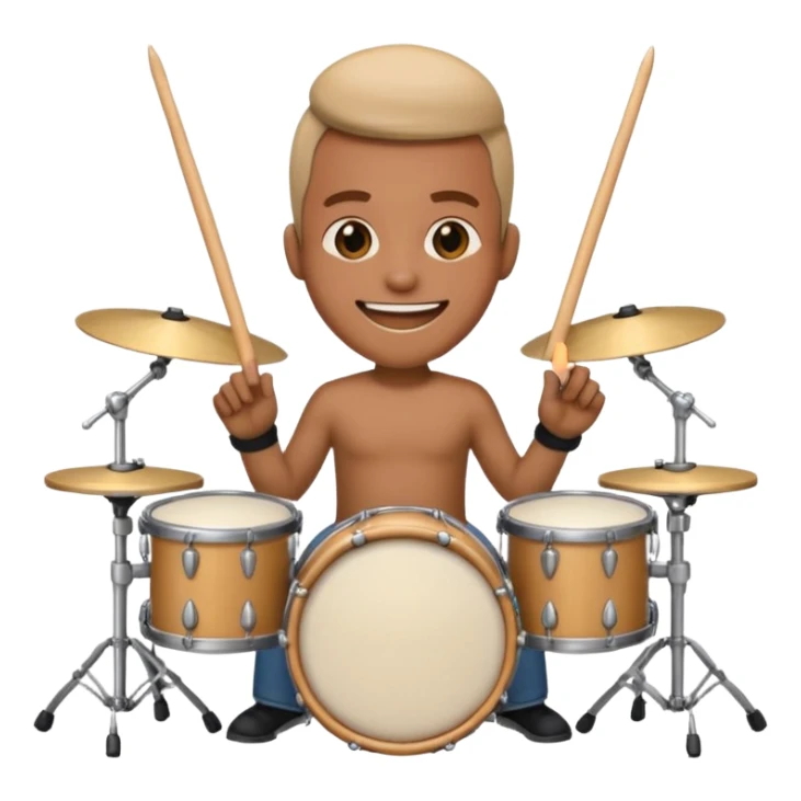 emoji person drummer at drum kit sticker