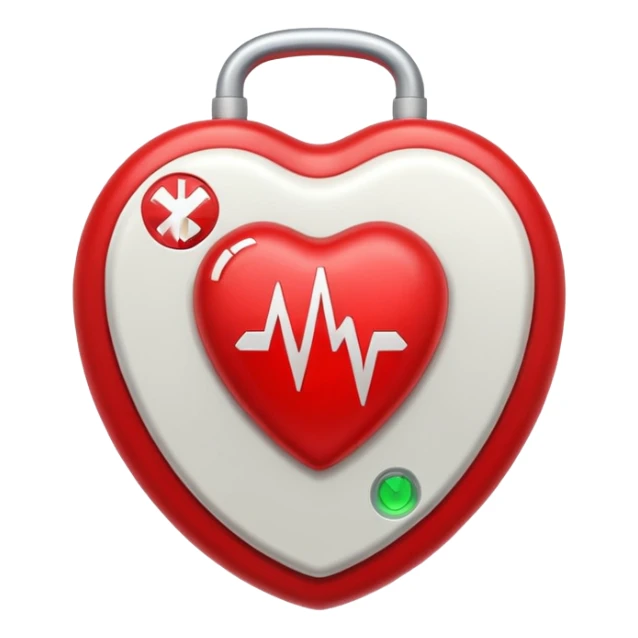 defibrillator, medical device, clean, apple emoji, no text sticker