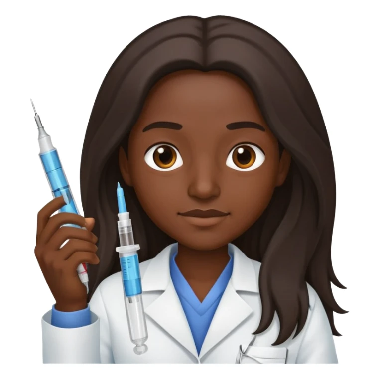 Enfermera morena con pelo largo y una inyeccion sticker