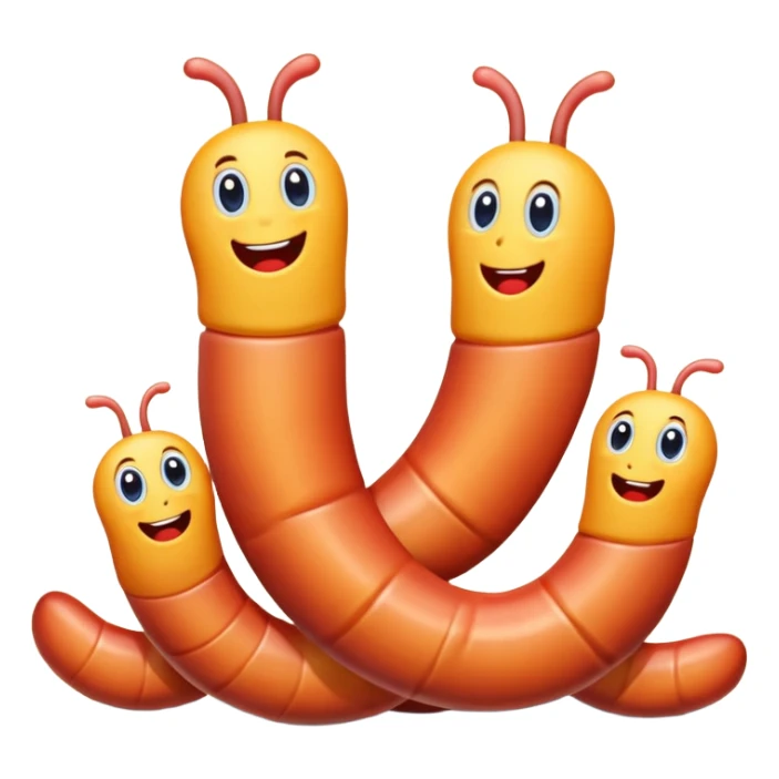 4 3D worms saying Good morning Family sticker