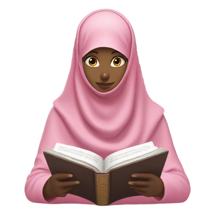 Girl in niqab reading quran  pink] sticker
