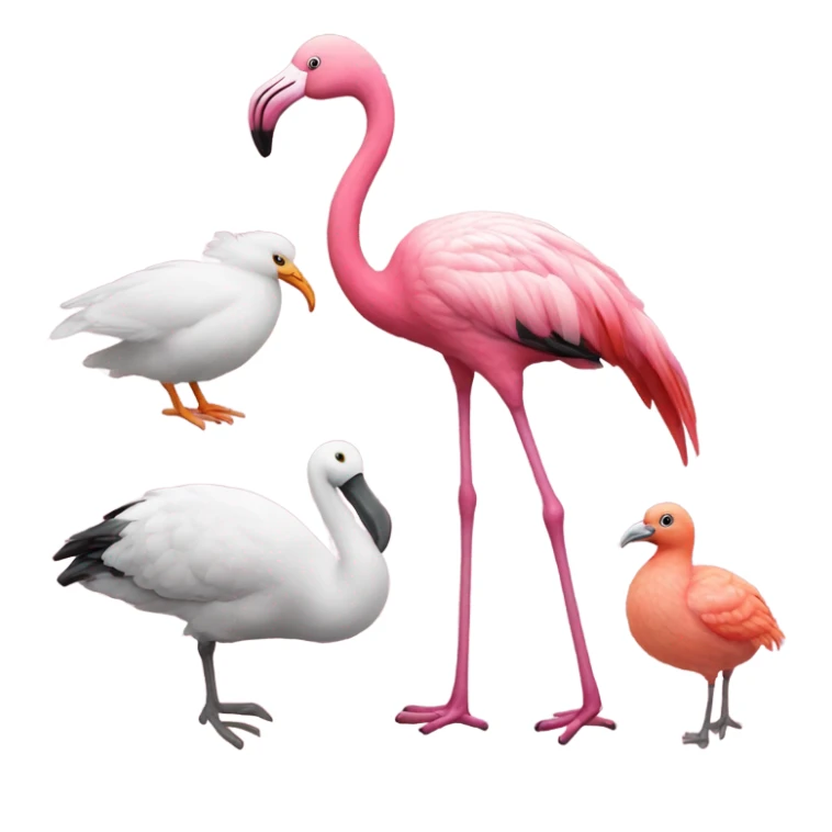 One tall flamingo, and three fat pig pigeons sticker