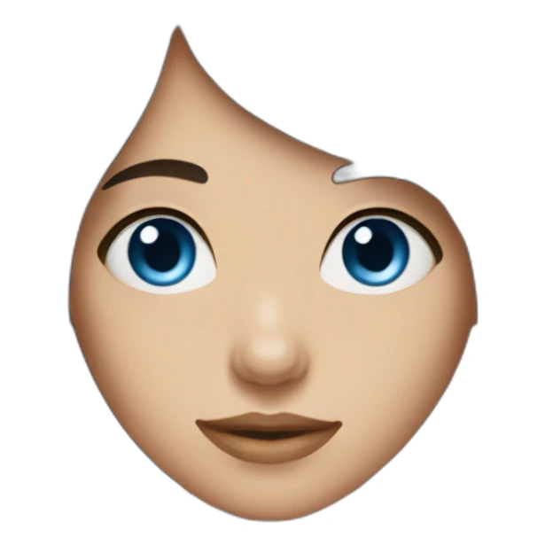 Dark brown long hair bangs girl with blue eyes sticker