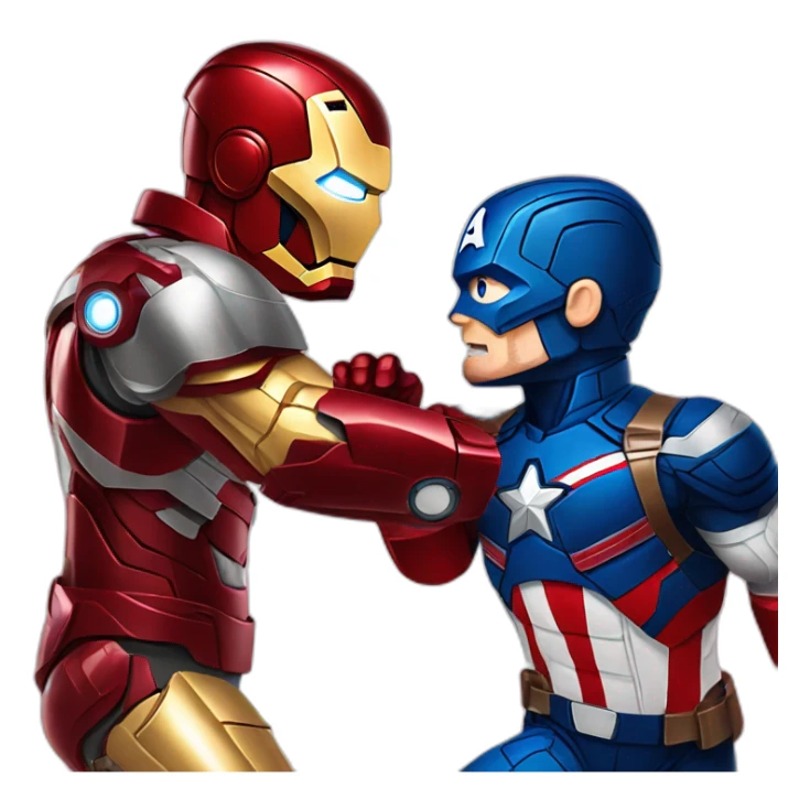 iron man and captain America fighting sticker