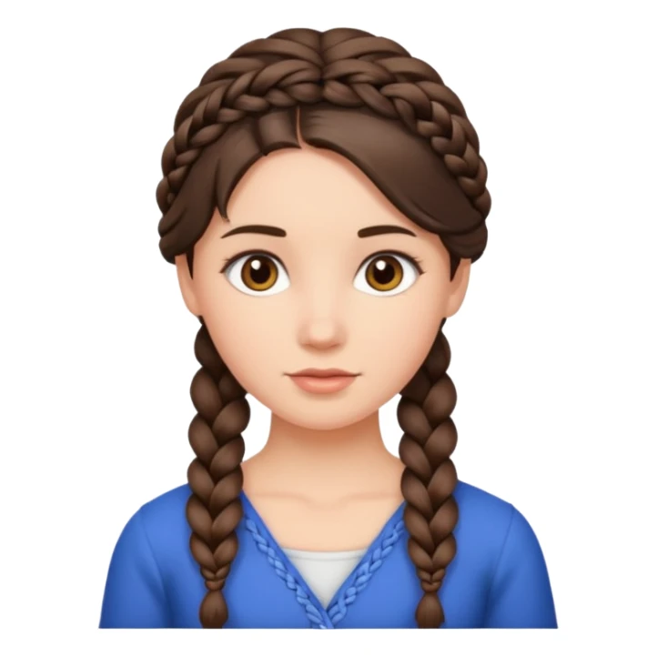 Back of brunettes head with a braid sticker