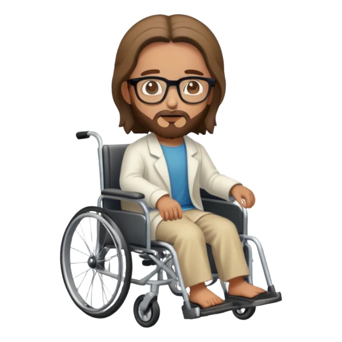 jesus in wheelchair with glasses sticker