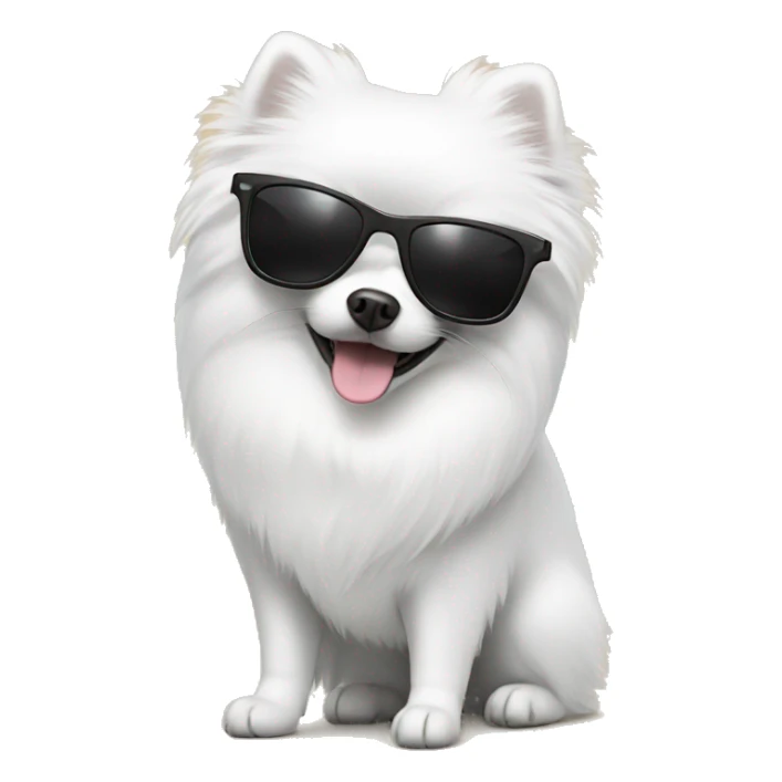 White pomeranian with black sunglasses sticker