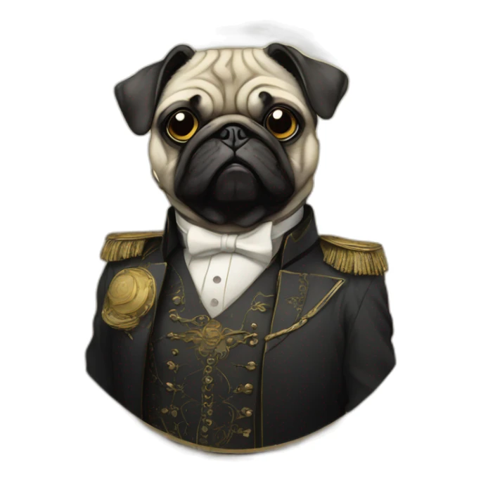 A cyberpunk pug in Art Nouveau style during 1910 sticker
