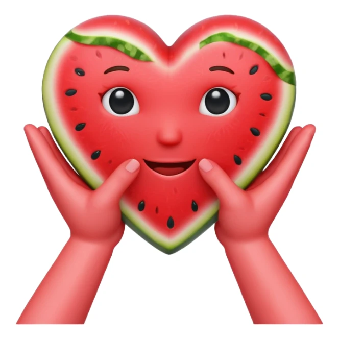 emoji of watermelon-red heart with giving hands sticker