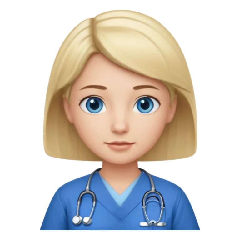 Nurse blue eyes short blond blue scrubs sticker