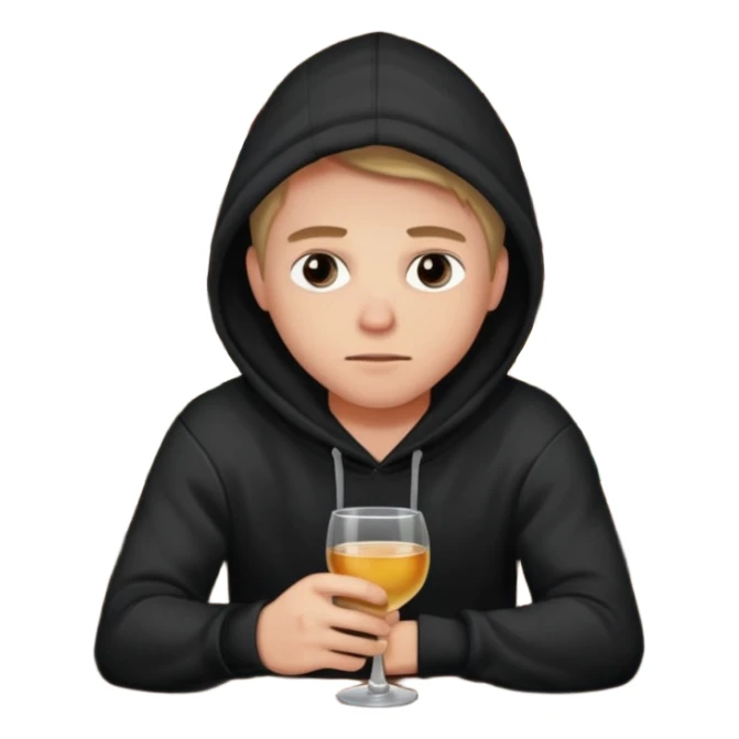 Caucasian in black hoodie sitting sad at bar sticker