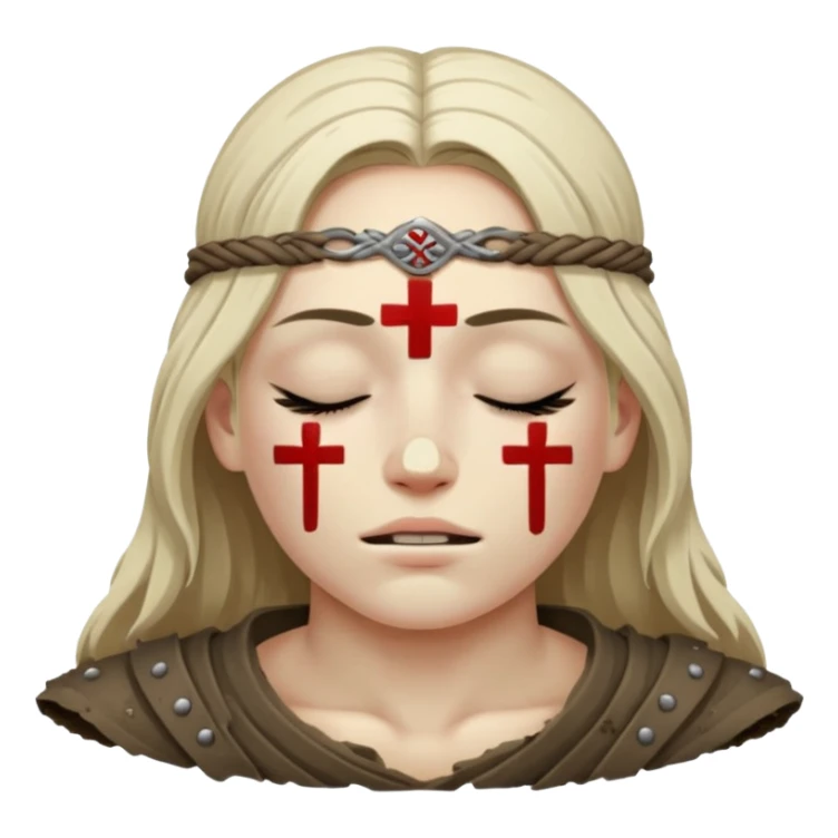 Warrior dead and closed eyes with cross eyes sticker