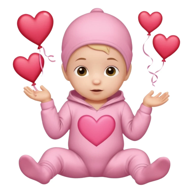 baby on a paper background with valentines day decor sticker