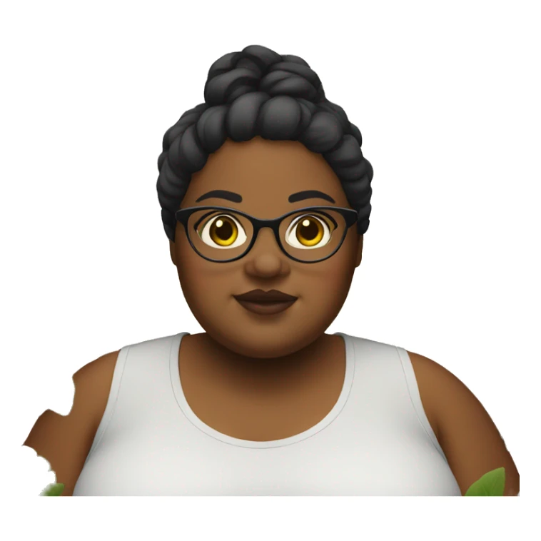 Fat girl with glasses lots of plants sticker