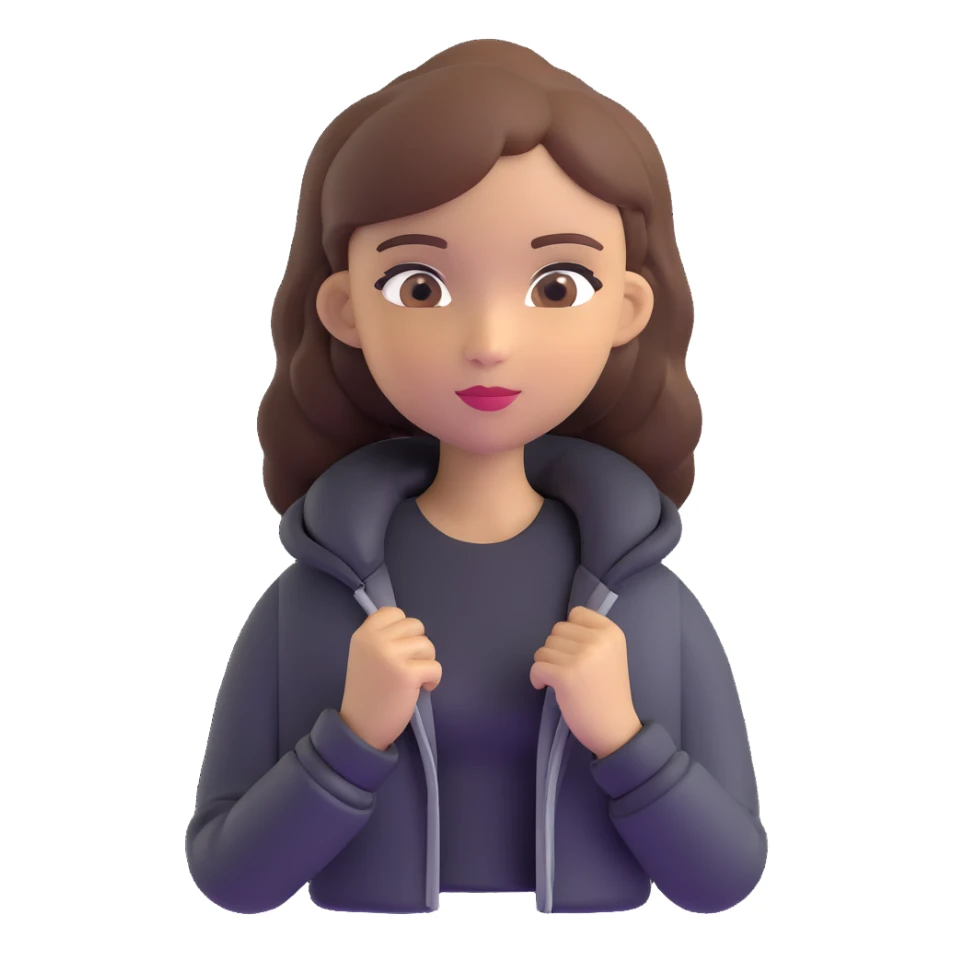 Light-skinned girl with brown hair wearing black jacket sticker