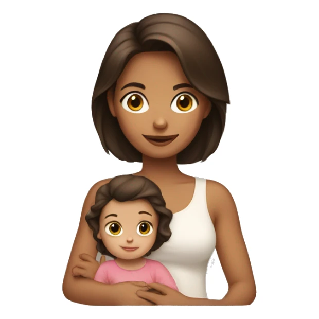 Brunette holding a girl toddler  sticker