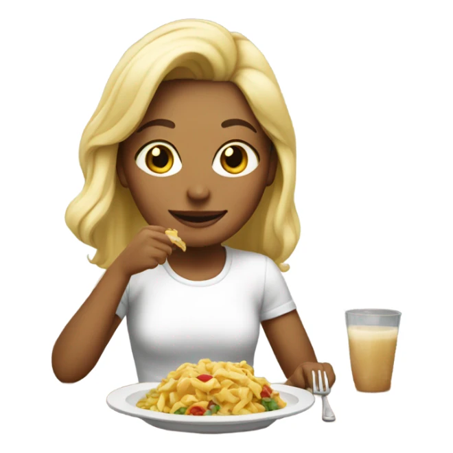 Blonde girl eating sticker