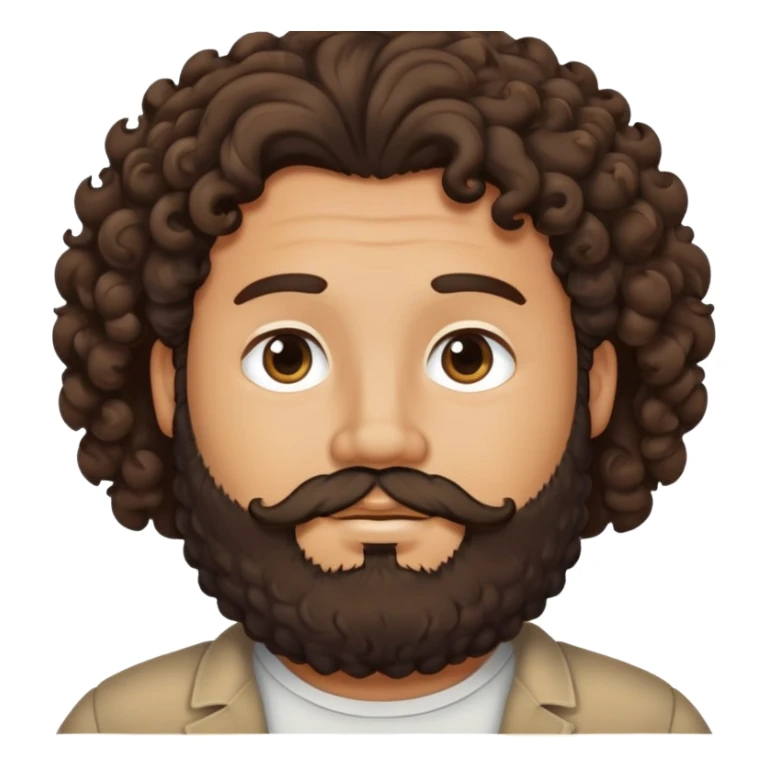 tan guy with mid-length brown and black curly hair like LaMelo Ball, beard, chubby build sticker