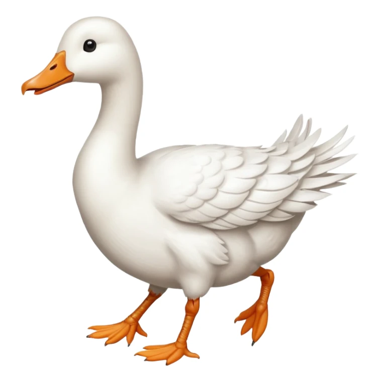 Make me an emoji of a goose that is running towards something. Also make it white.  sticker