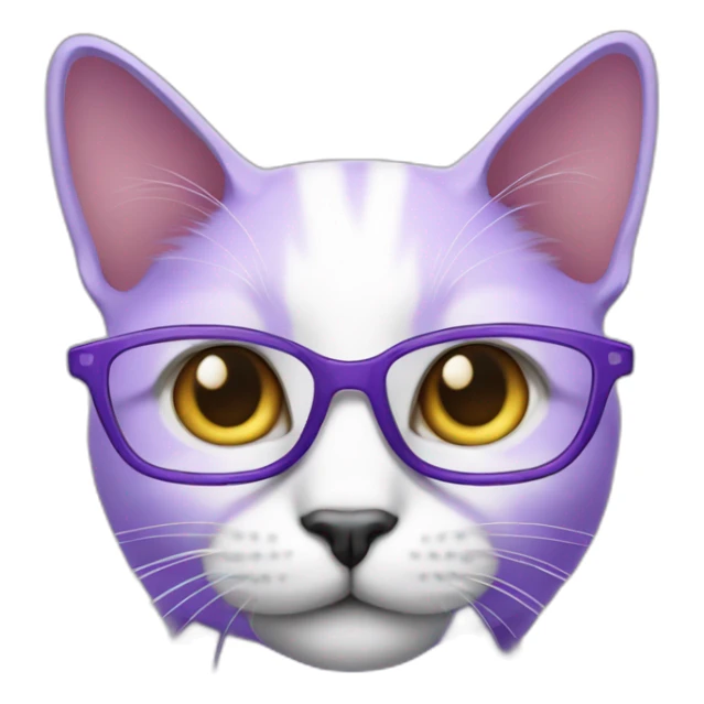 amine cat purple color wearing glasses sticker