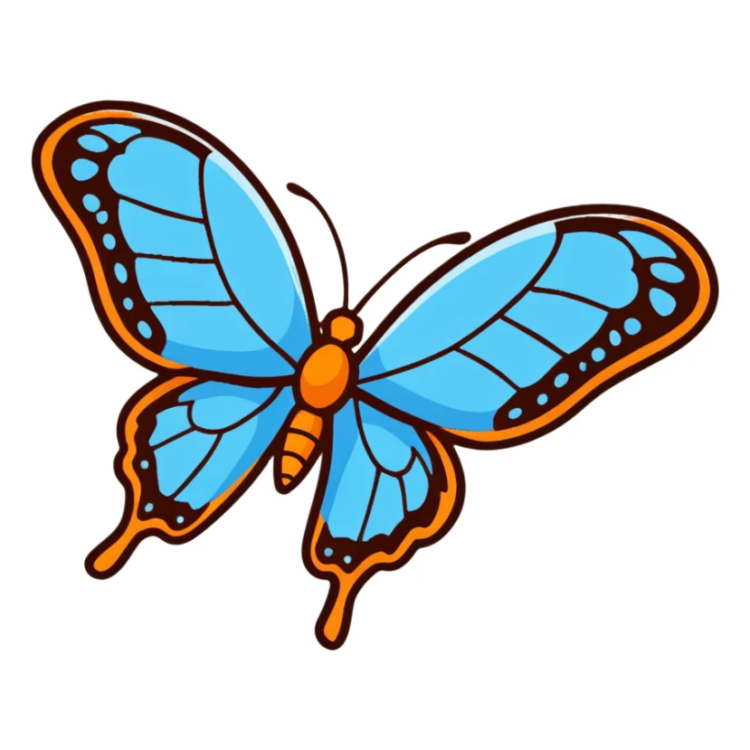 Vibrant blue butterfly sticker with delicate wing details sticker