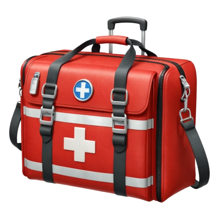 A paramedic’s emergency kit bag placed beside the ambulance door.
 sticker
