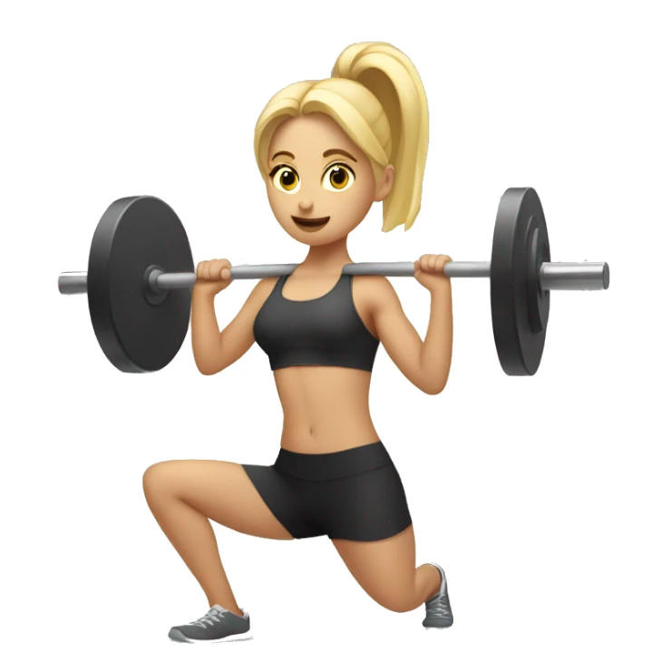 Blonde girl doing squats with barbell sticker