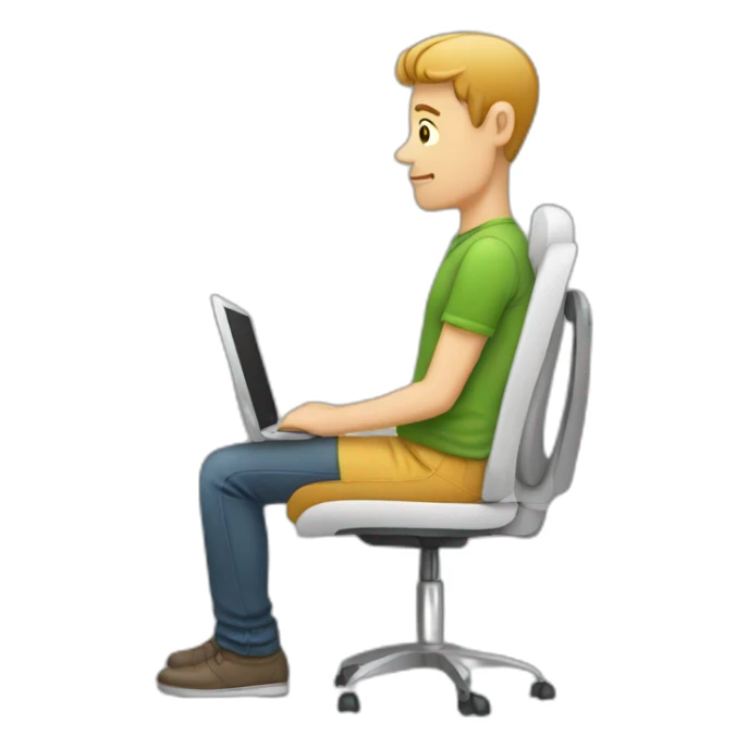 Person seat the computer  sticker