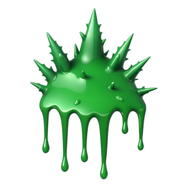 A glossy green paint splash with irregular spiky edges on a transparent background. sticker